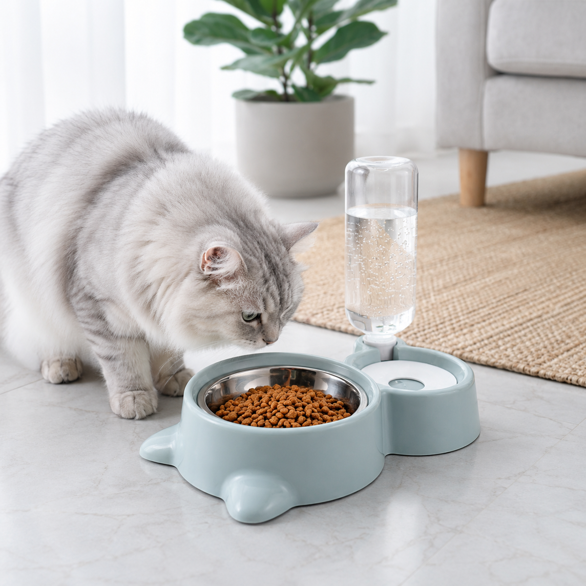 Cat Food Bowl & Water Dispenser