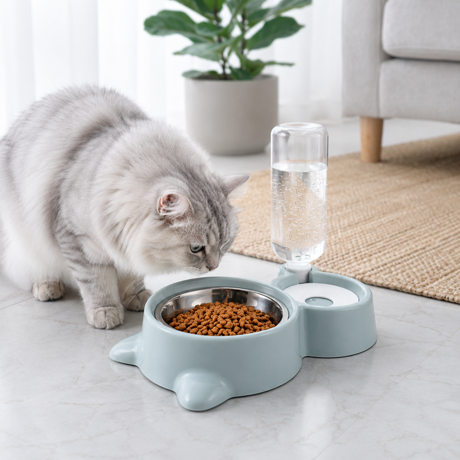 Cat Food Bowl & Water Dispenser