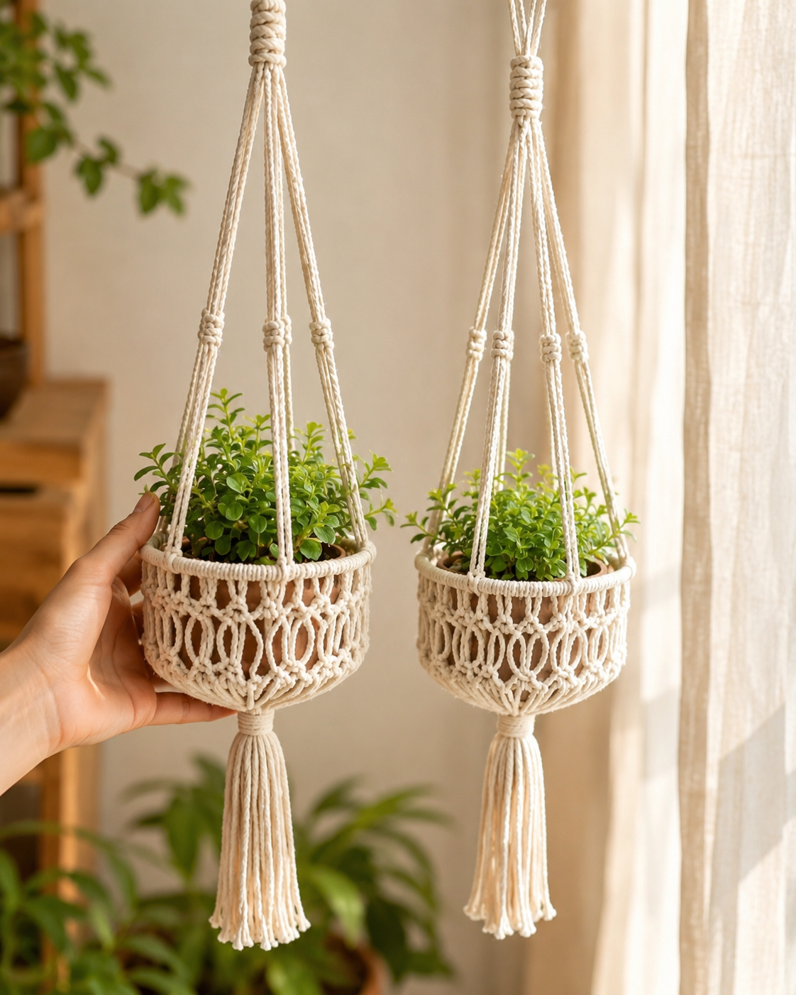 Macrame plant hanger set of 2